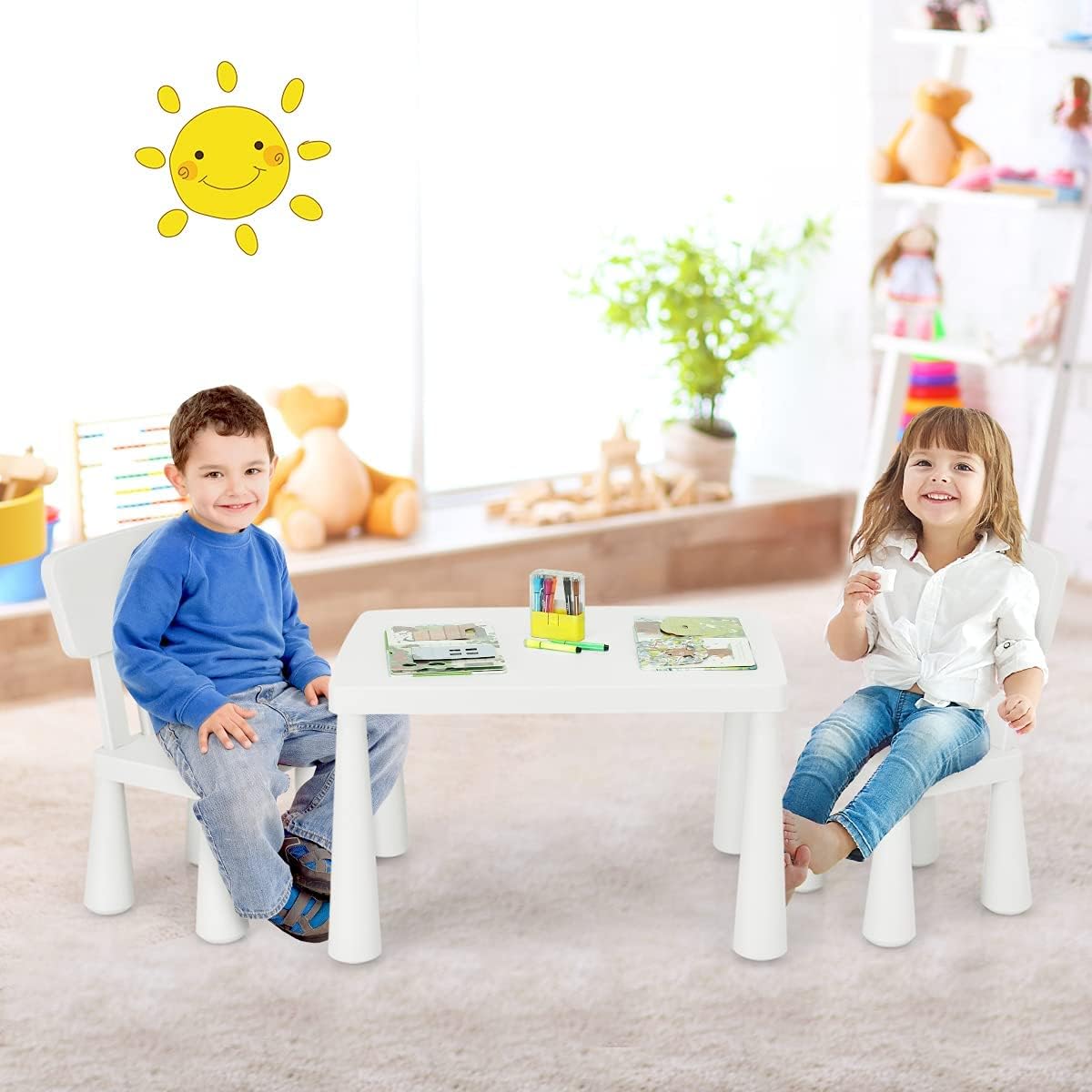 Mesas y Sillas para Niños blanco jardín de infantes