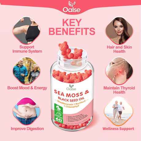 Gominolas de Sea Moss con Vitaminas, 8 en 1, 1 paquete
