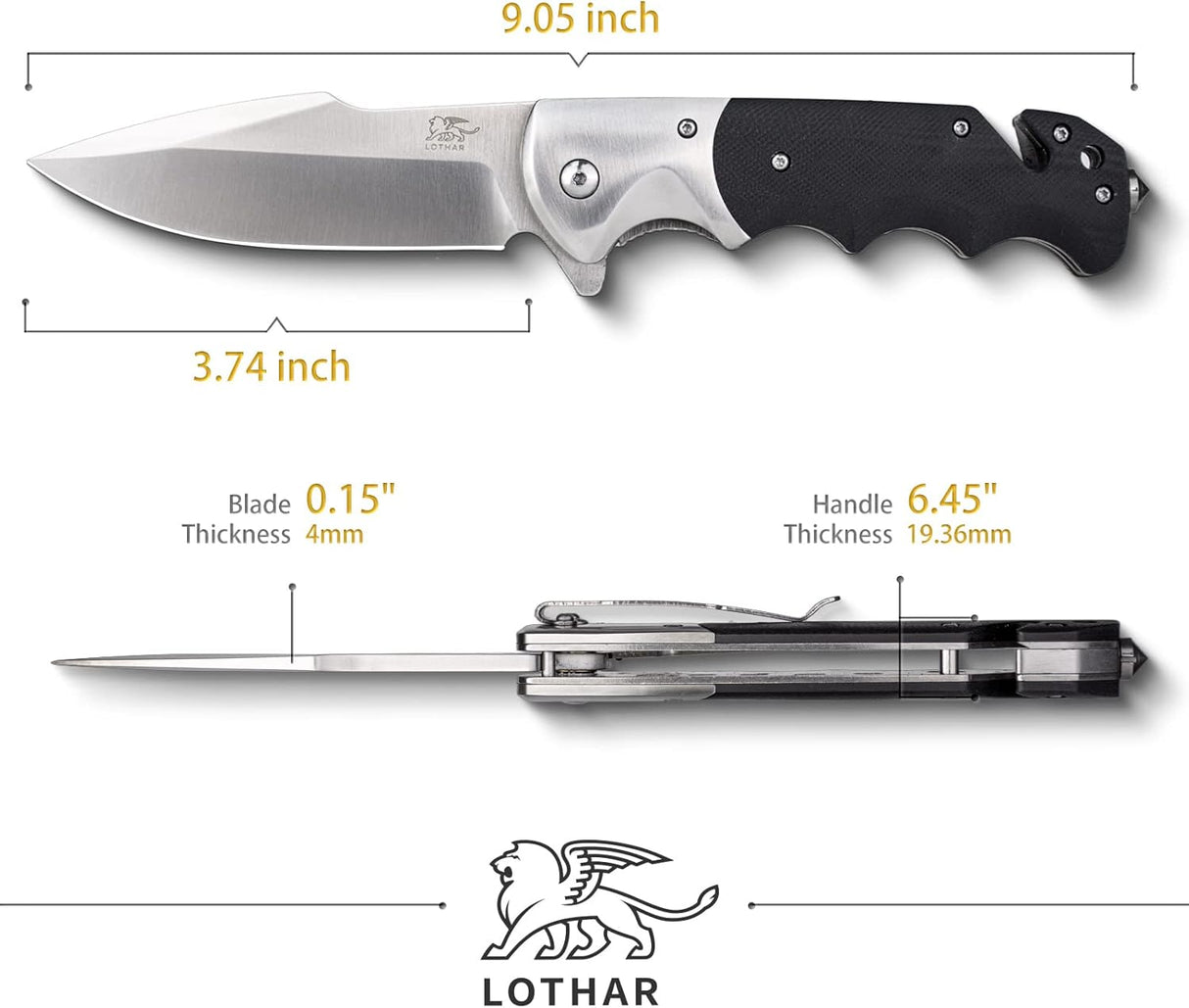 Cuchillo plegable con clip, afilado con mango G10