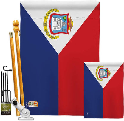 Americana Home &amp; Garden HG140223 - Banderas de San Martín de la Nacionalidad Mundial impresiones decorativas de casa vertical 28.0&nbsp;in x 40.0&nbsp;in, 13.0&nbsp;in, 18.0&nbsp;in, colección de bandera de doble cara impresa en Estados Unidos