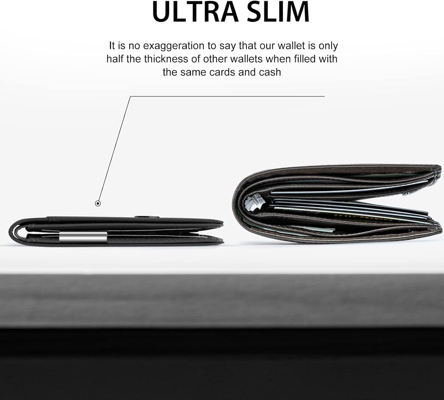 Billetera Slim GSOIAX para Hombre Cuero Genuino con RFID