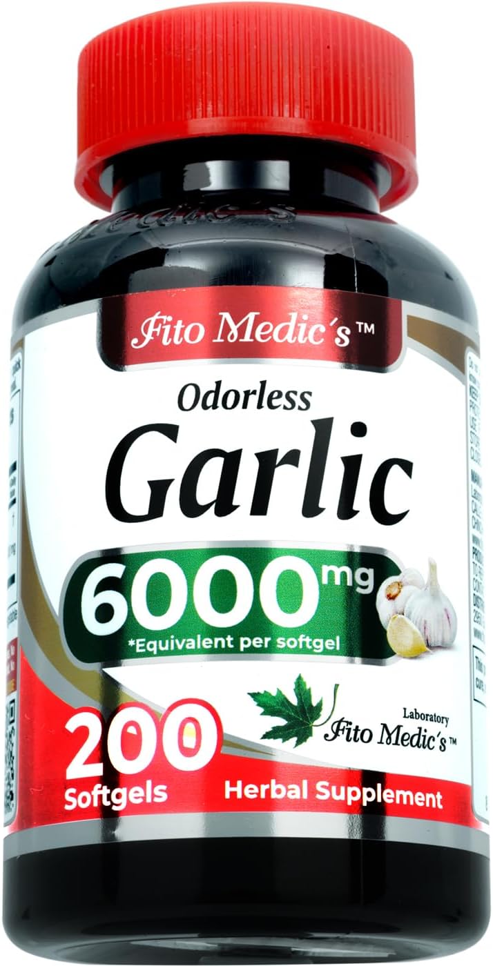 SuplementoPastillas de ajo Equivalente a 6000 mg 200 cáp