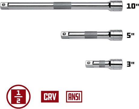 Juego de Barras de Extensión Powerbuilt 1/2 3, 5, 10 Pulgadas 640846