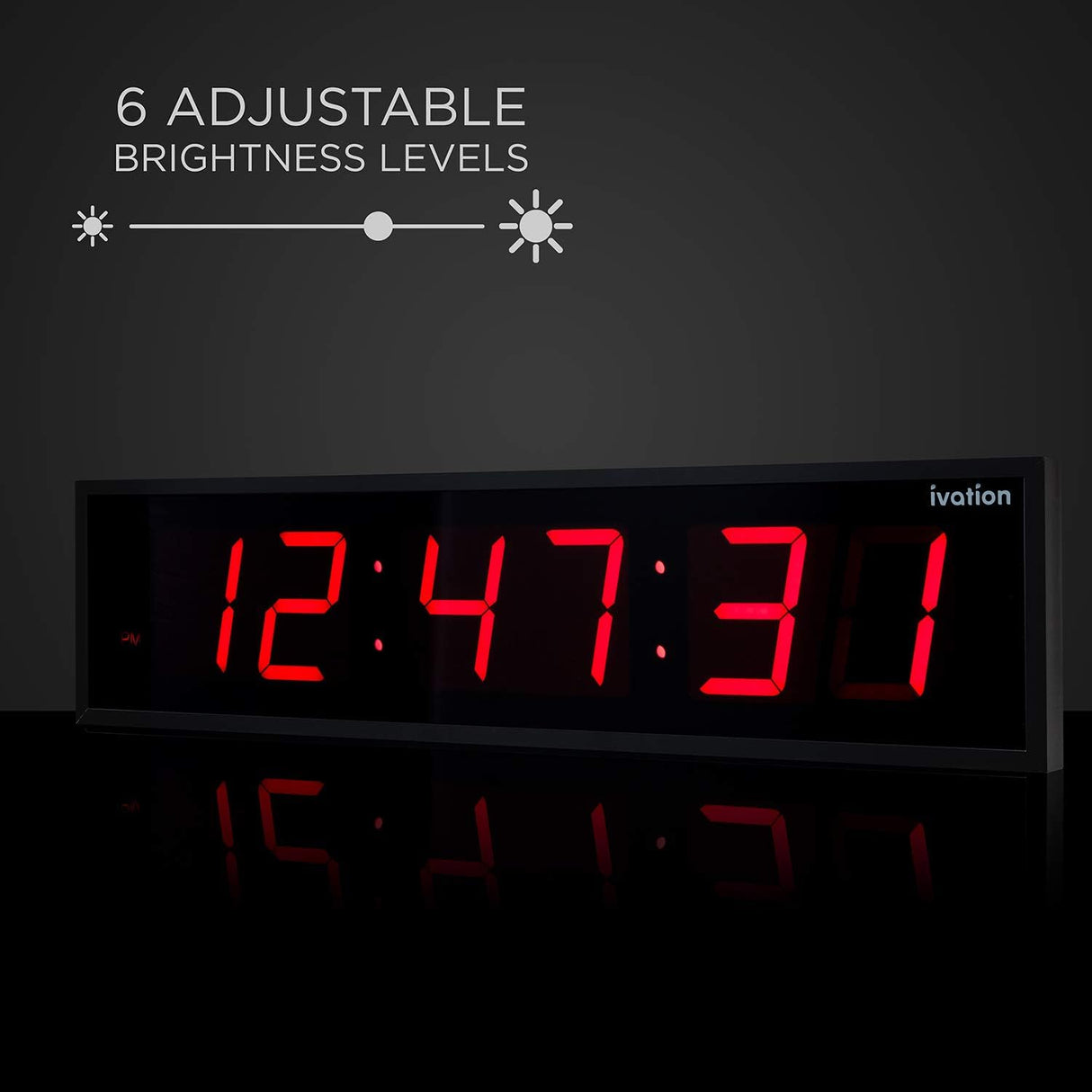 Reloj Digital LED Sobredimensionado - 6 Niveles de Brillo