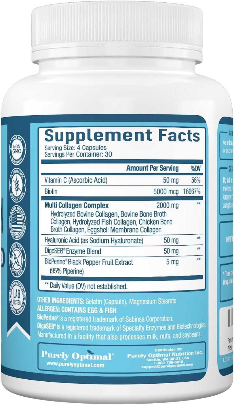 Collagen Multi Peptides Pills, belleza y salud, 120 cápsulas