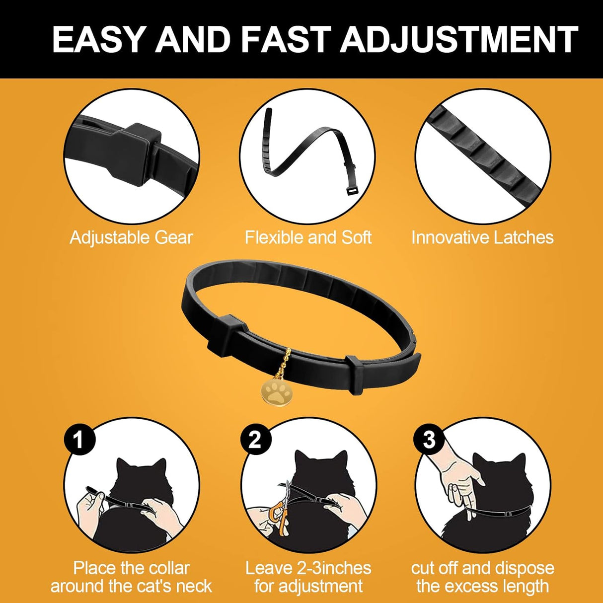4 collares calmantes para gatos color negro Weewooday