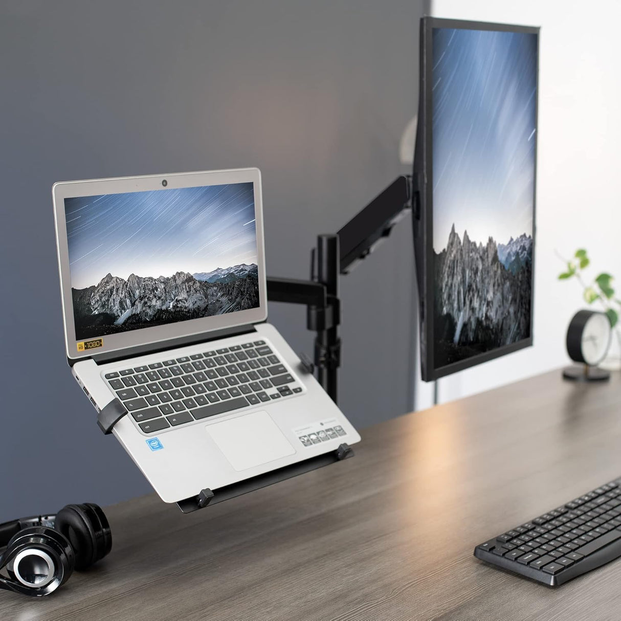 Soporte Doble VIVO para Monitor y Laptop, Ajuste Neumático, STAND-V102L