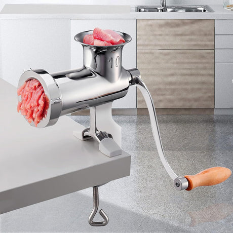 Molino de carne manual de acero inoxidable, 2 platos, 1.8" clamp