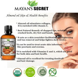 Aceite de Almendra Dulce Orgánico para Piel, Cabello y Rostro