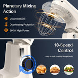 Batidora de pie 6.5QT 10 velocidades 660W, modelo multifuncional