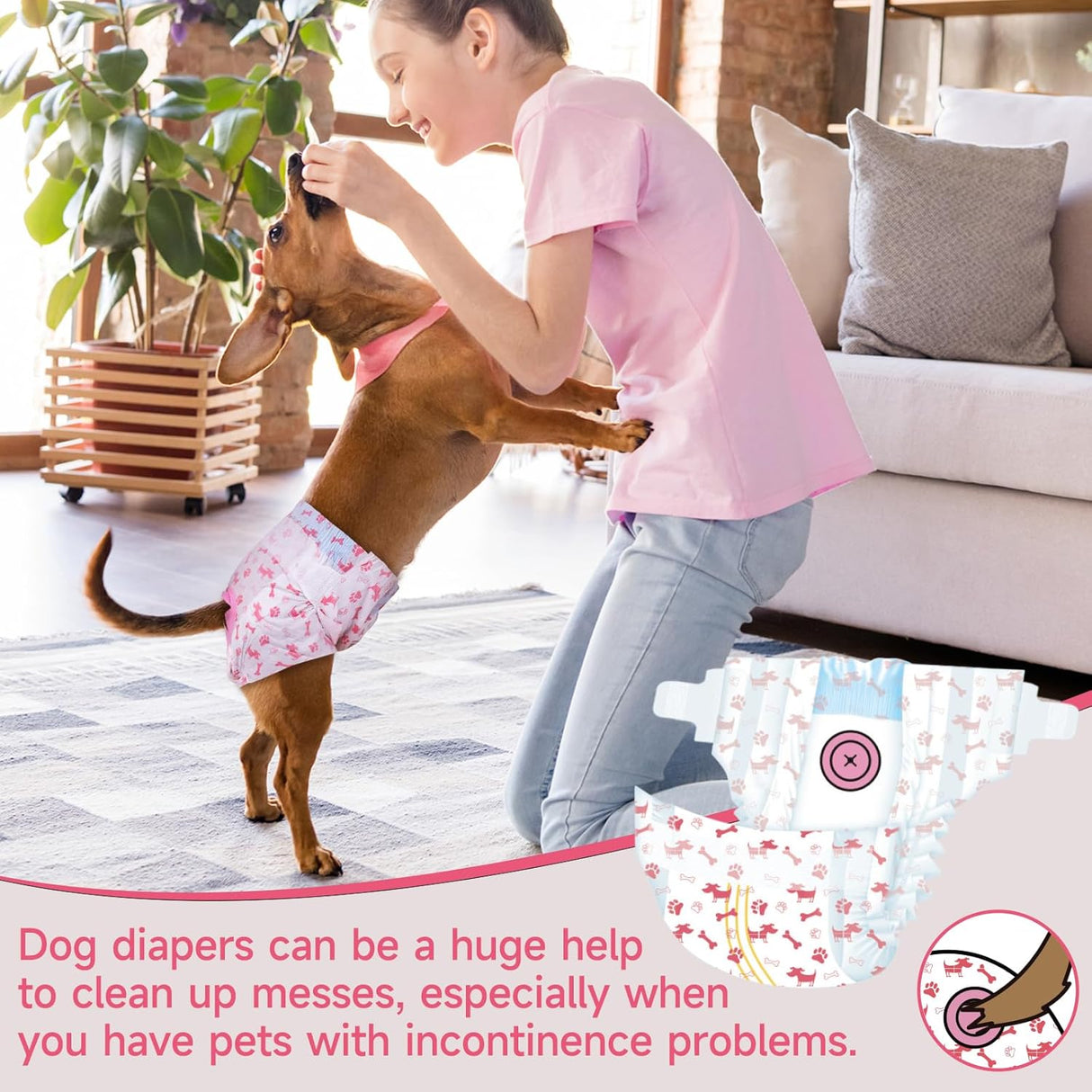 Pet Soft Pañales desechables, pañales para perras con agujero