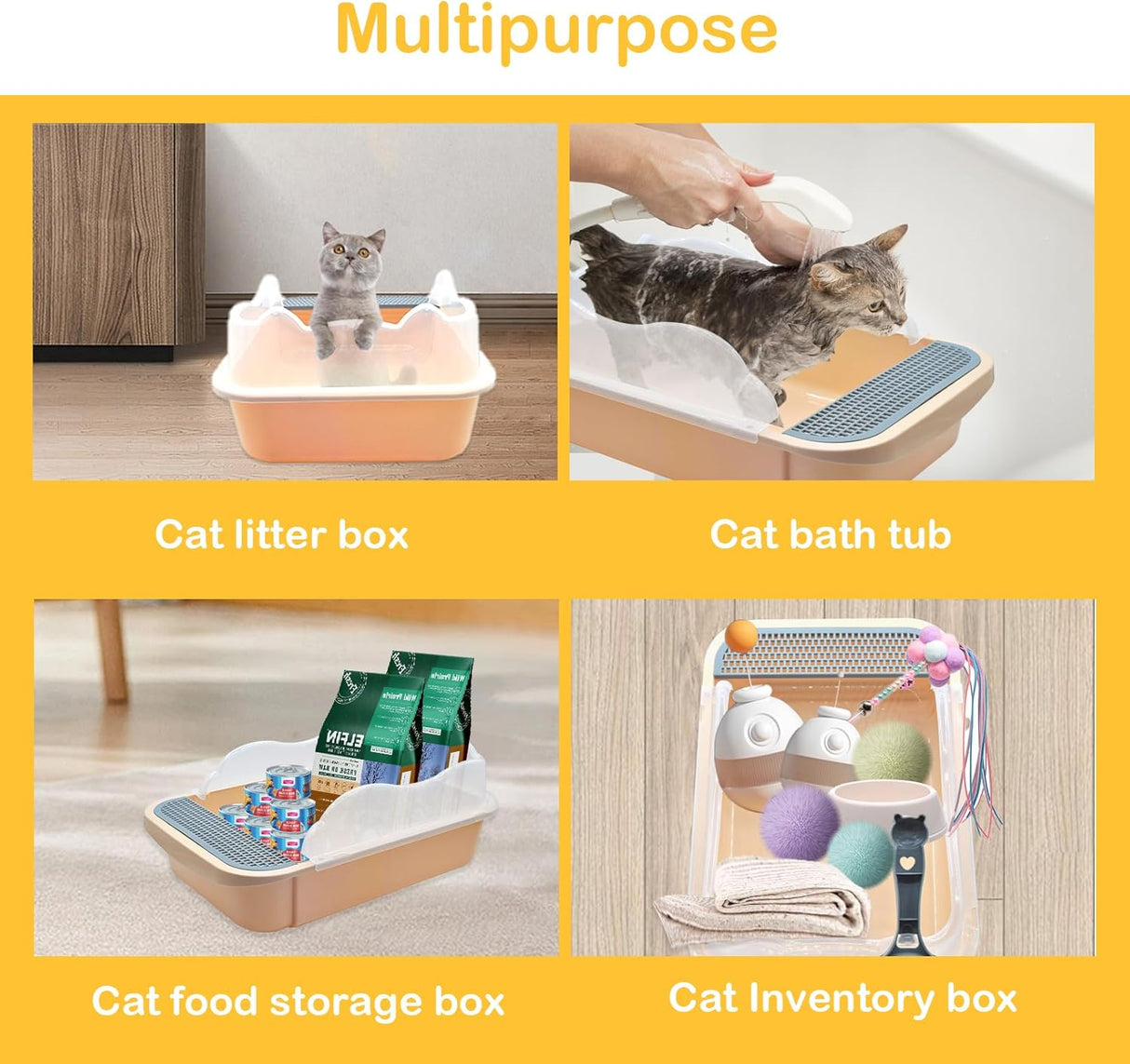 Caja de arena abierta para gatos con lado alto MUYG