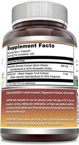 Extracto de Boswellia con Bioperine 600 mg Sin GMO Sin Gluten