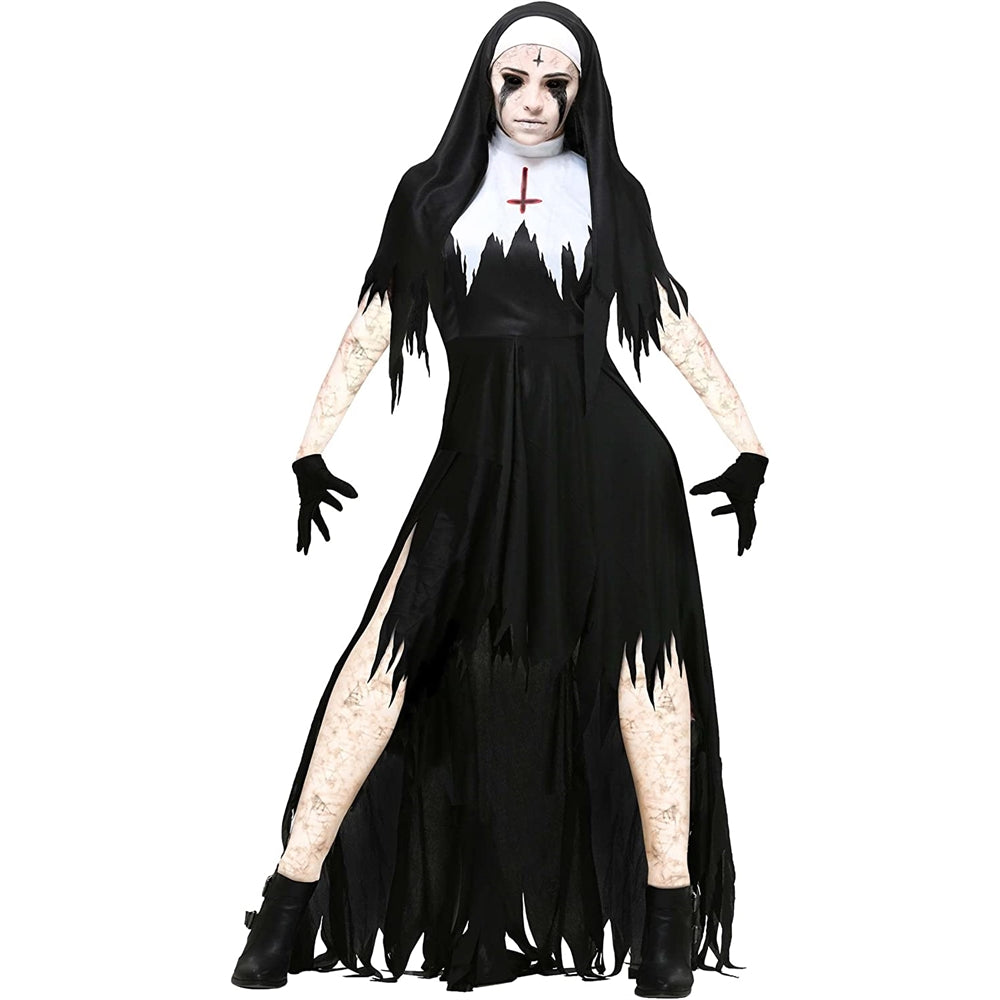 Disfraz de monja espeluznante para mujer talla XS