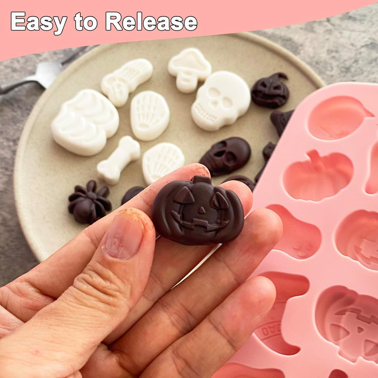 Moldes de Silicona Halloween, 3 Pack, para Chocolate y Repostería