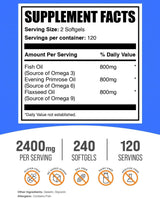 Suplemento Omega 3-6-9 en Softgels BulkSupplements 2400mg