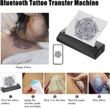 LIUMATE Impresora de tatuajes inalámbrica para tatuajes, impresora térmica Bluetooth, máquina de plantillas de transferencia de tatuajes, copiadora térmica para tatuajes con 10 piezas de papel de