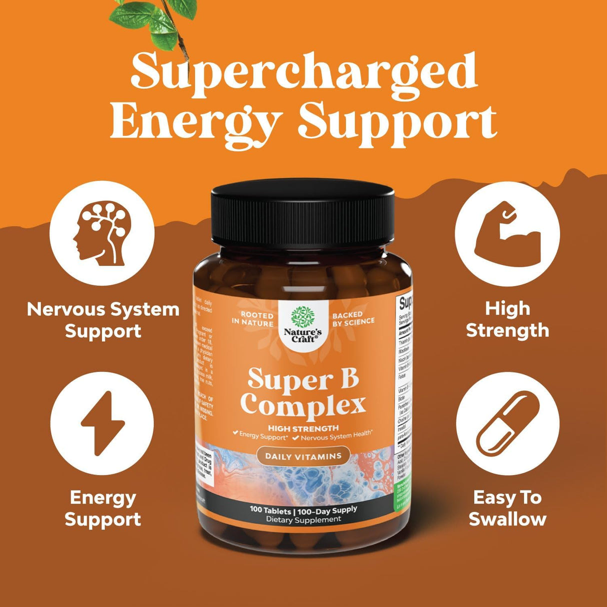 Super Vitamin B Complejo para Mujeres y Hombres - 100 Tabletas