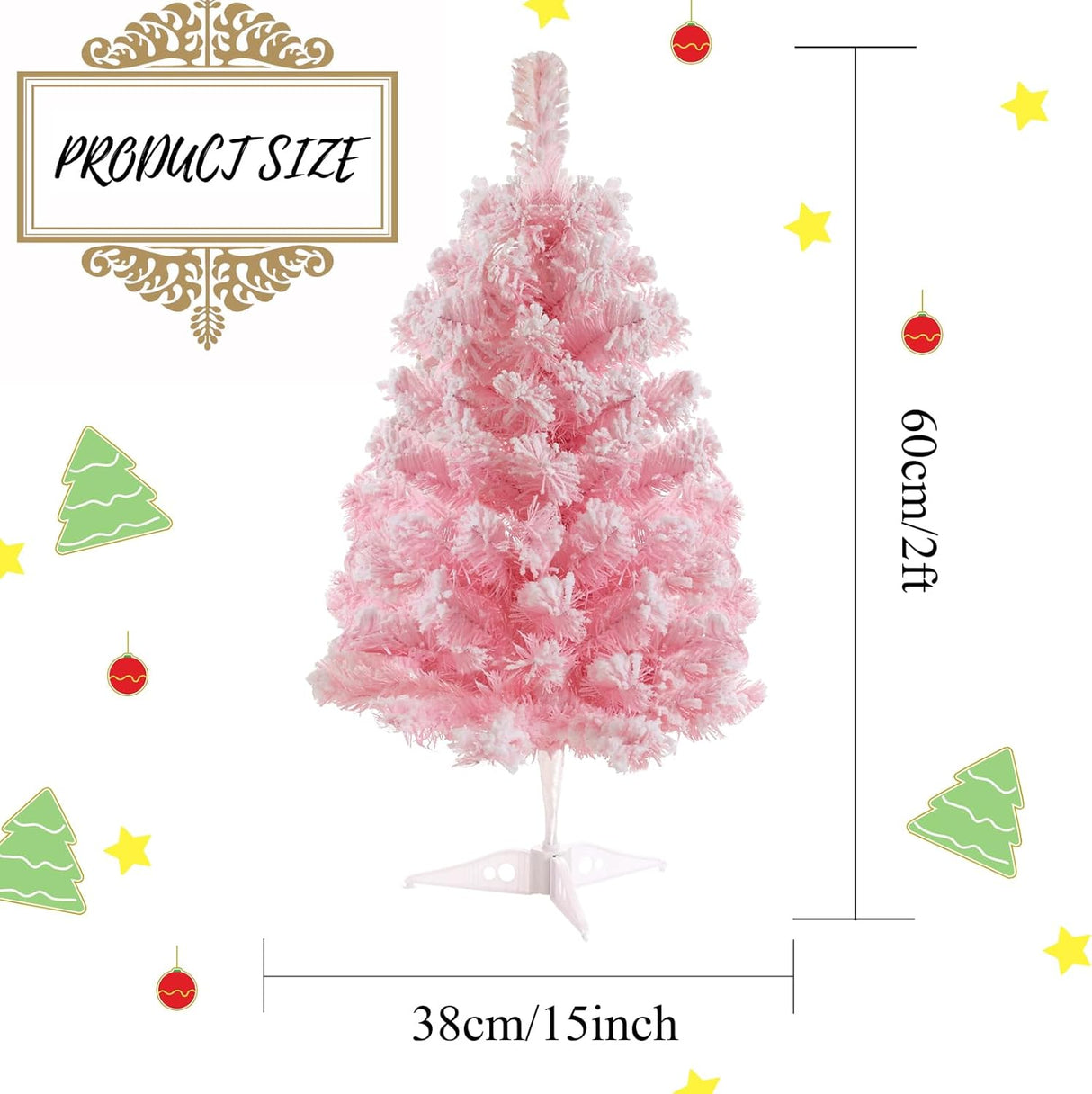 Árbol de Navidad Artificial 2FT Mini con Base Plástica Flocked