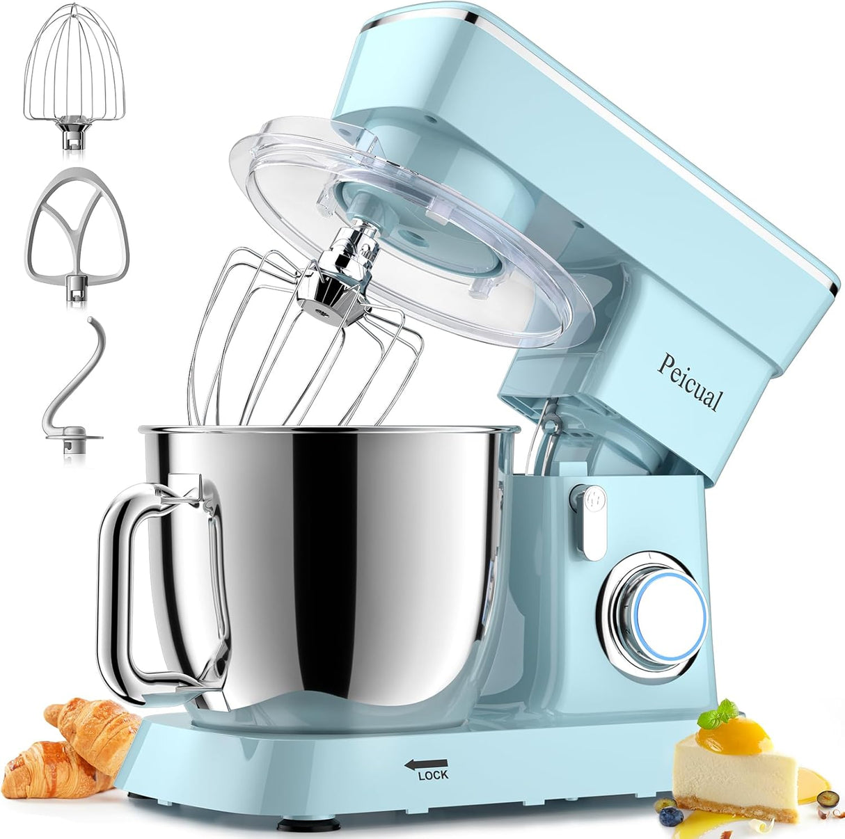 Batidora de Pie 6QT, 10+ Velocidades, Acero Inoxidable, Modelo
