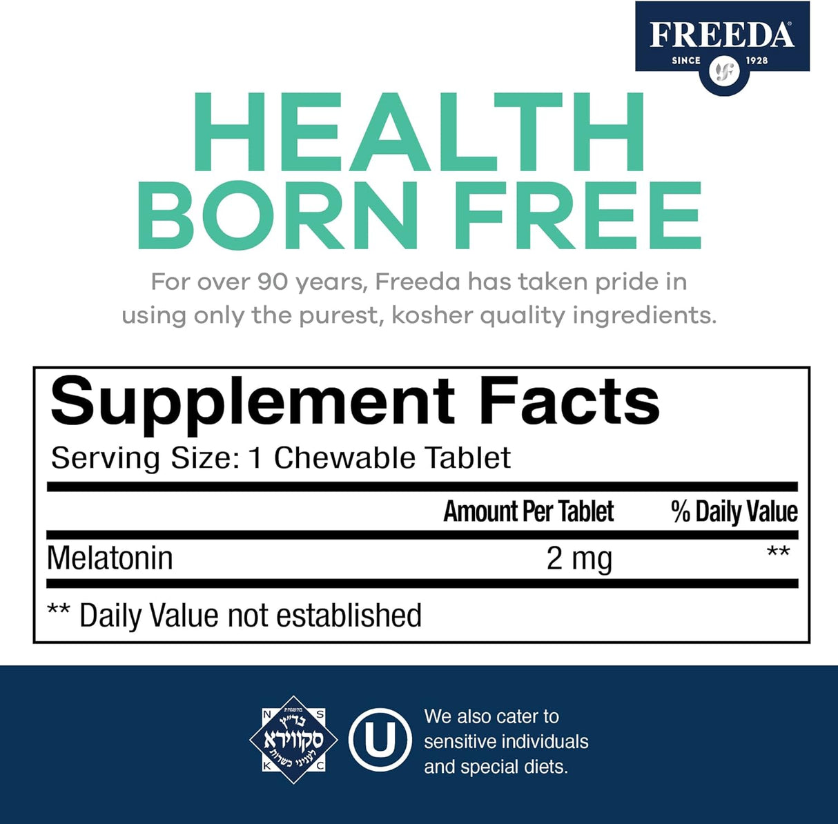 FREEDA Ayuda para dormir para adultos y niños Kosher 2 mg
