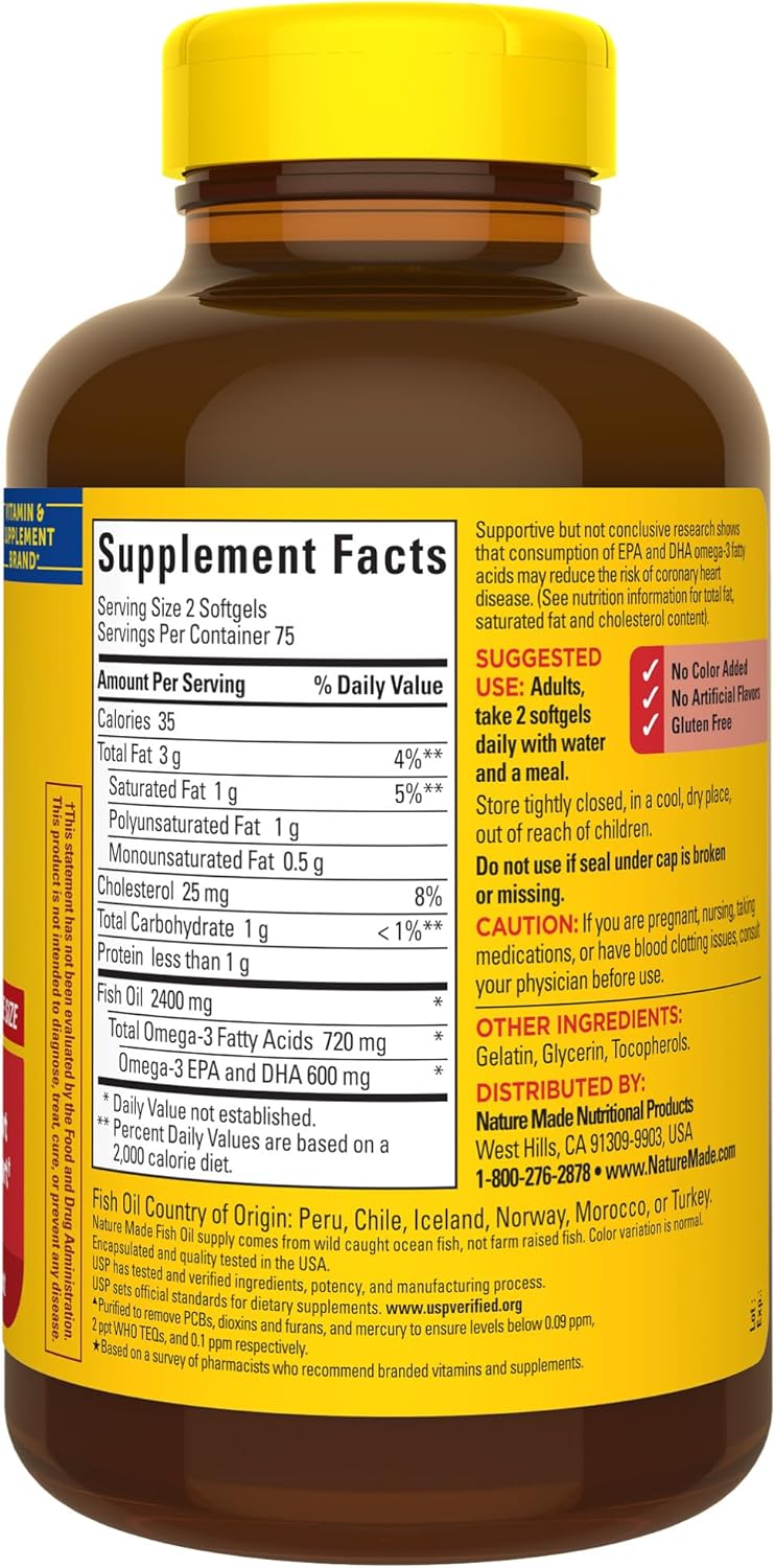 Aceite de Pescado Nature Made, 4294, Omega-3 para Salud