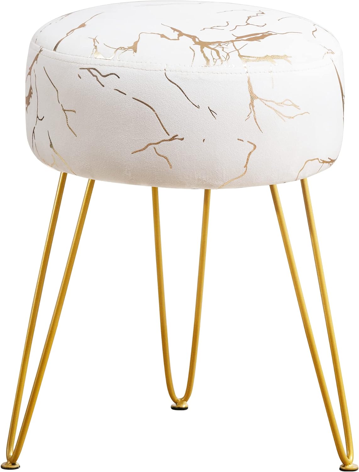 Taburete Vanity Redondo, Ottoman de Terciopelo para Maquillaje