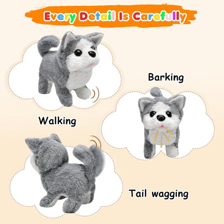 Peluche Husky Interactivo - Camina, Ladra, Agita Cola, Modelo 2023