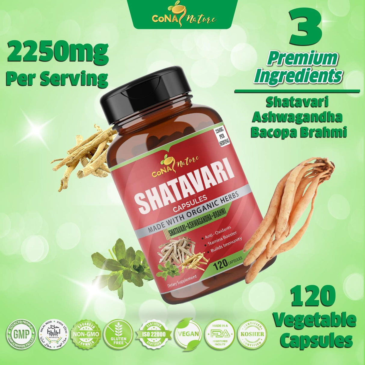 Cápsulas Orgánicas de Shatavari y Ashwagandha - 120 Unidades