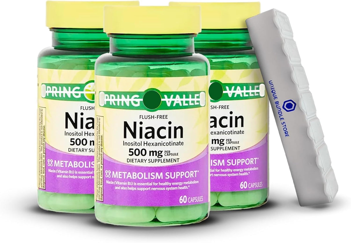 Suplemento de Niacina 500mg Sin flush, 60 cápsulas + organizador
