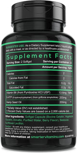 Suplemento 5-HTP 200mg + B6, Liberación Prolongada, 60 Softgels