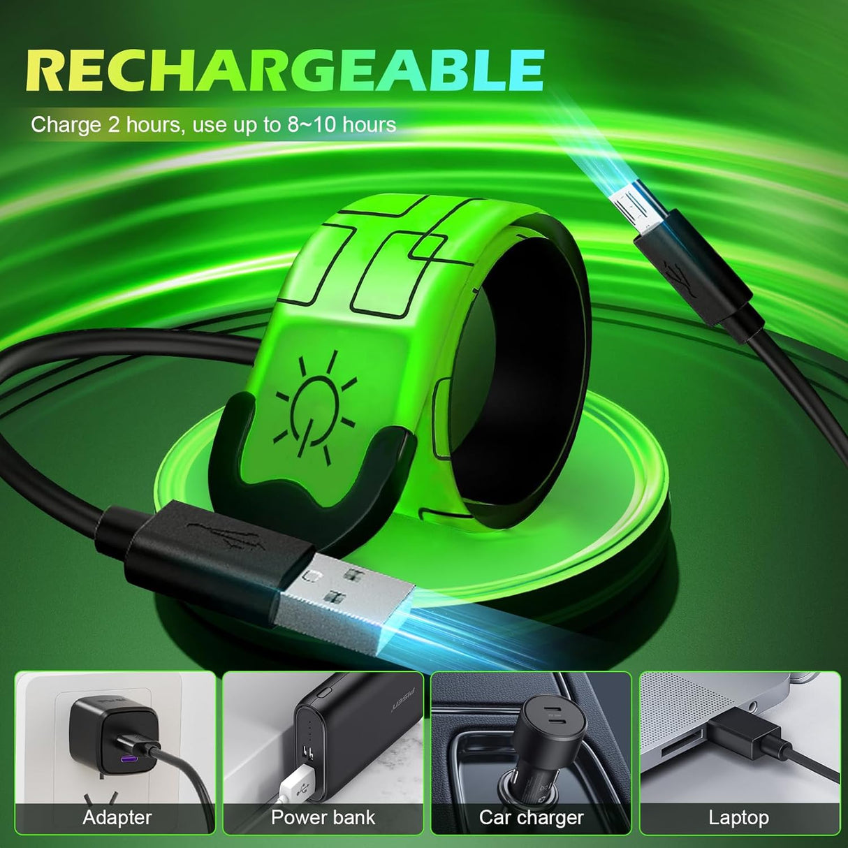 Brazaletes LED Recargables para Correr 2024 Ajustables