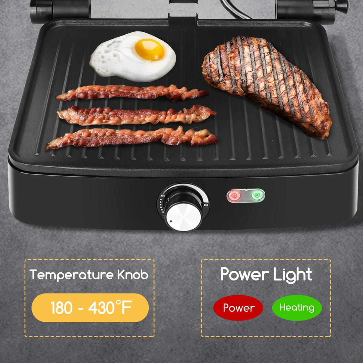 Prensa Panini Aigostar, 4 rebanadas, 1200W, control de temperatura
