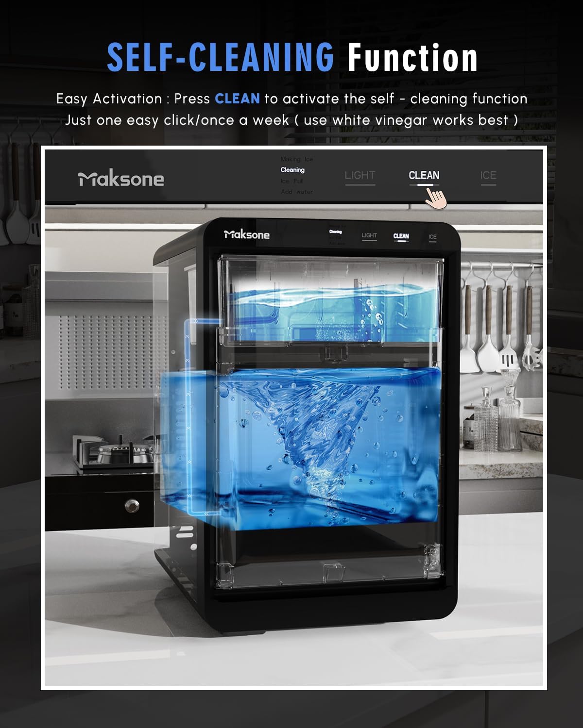 Máquina de Hielo Nugget Maksone, 44lbs/día, Autolimpiante