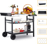 Carrito de Parrilla Móvil con Estantes y Accesorios para BBQ