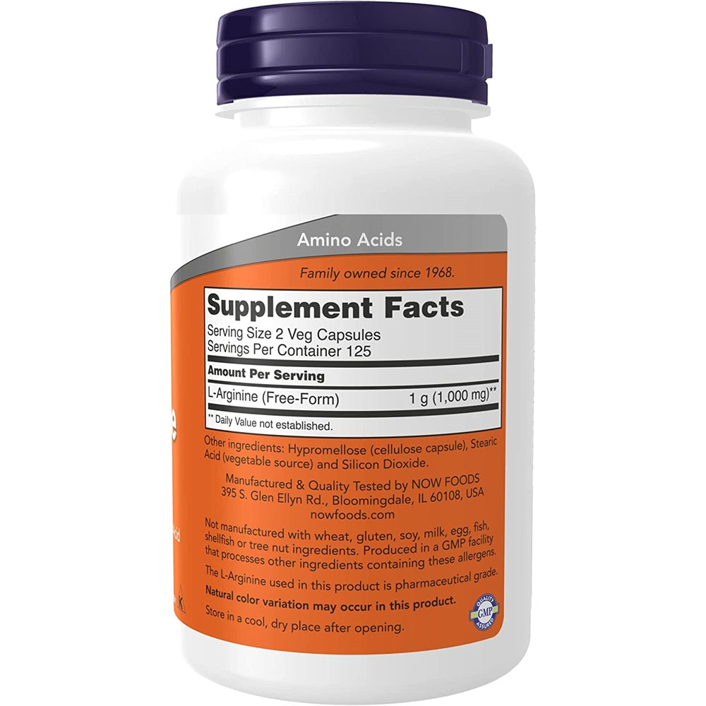 Suplemento L-arginina 500 mg aminoácidos precursor  250 cáp