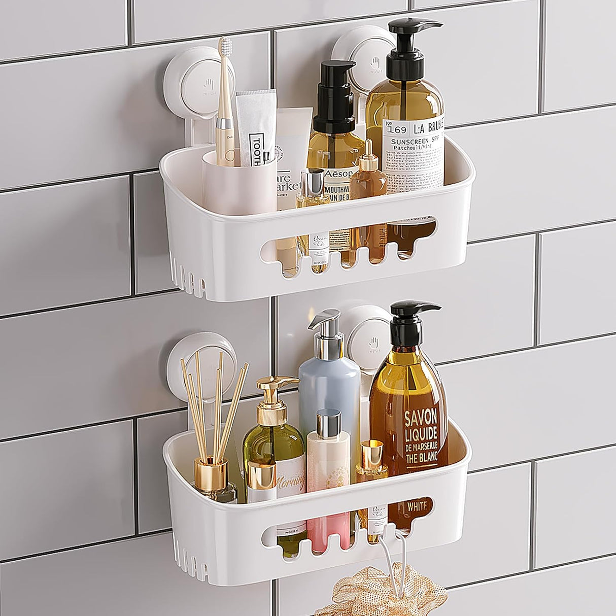 Organizador de ducha sin taladros, estante de baño, extraíble