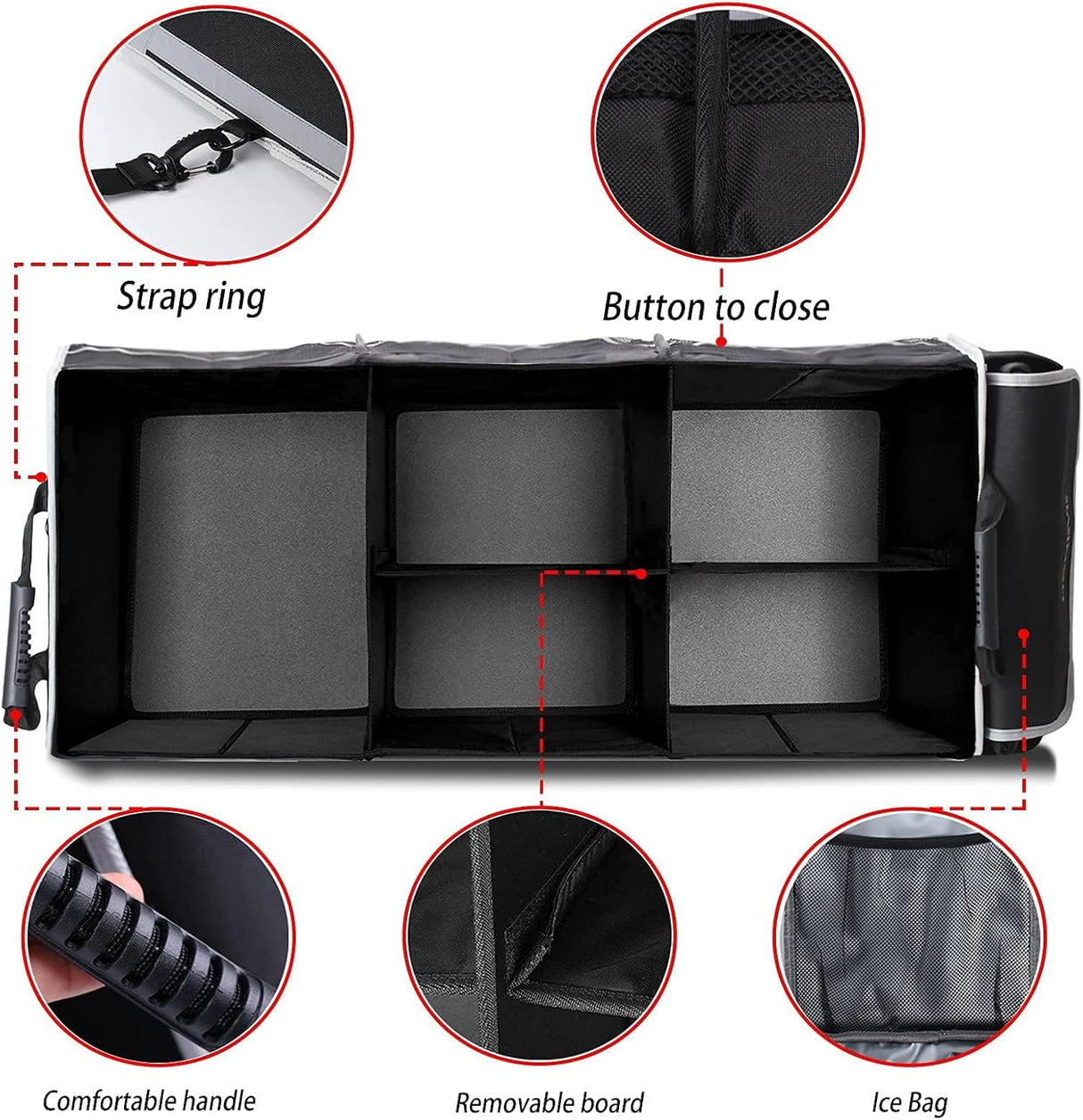 Organizador de Maletero HOMEVE Extra Grande con Enfriador, 3 Comp.