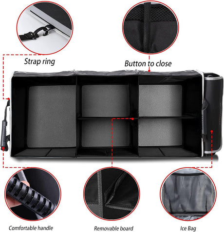 Organizador de Maletero HOMEVE Extra Grande con Enfriador, 3 Comp.