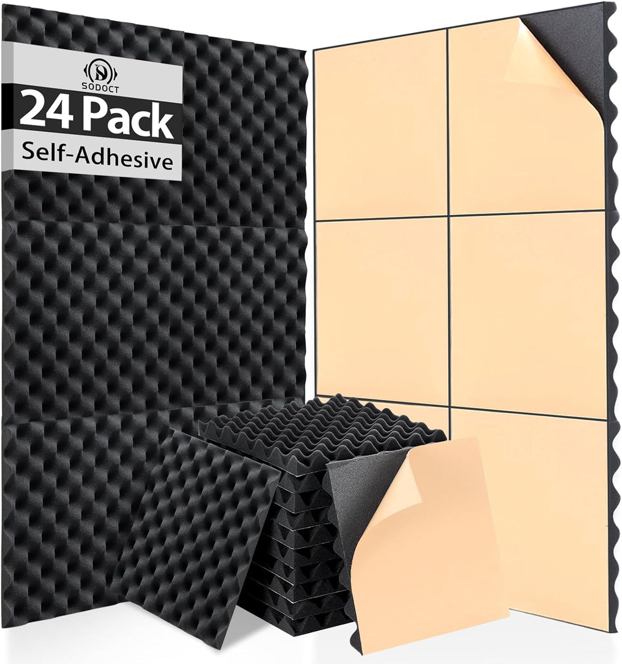 Paneles Acústicos 24 Pck, Espuma Absorbente, 12x12x1.2