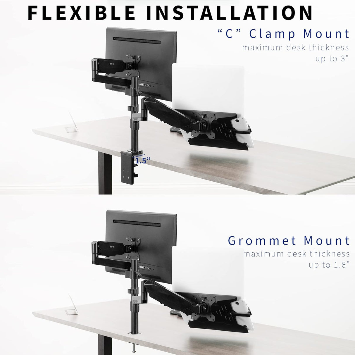 Soporte Doble VIVO para Monitor y Laptop, Ajuste Neumático, STAND-V102L