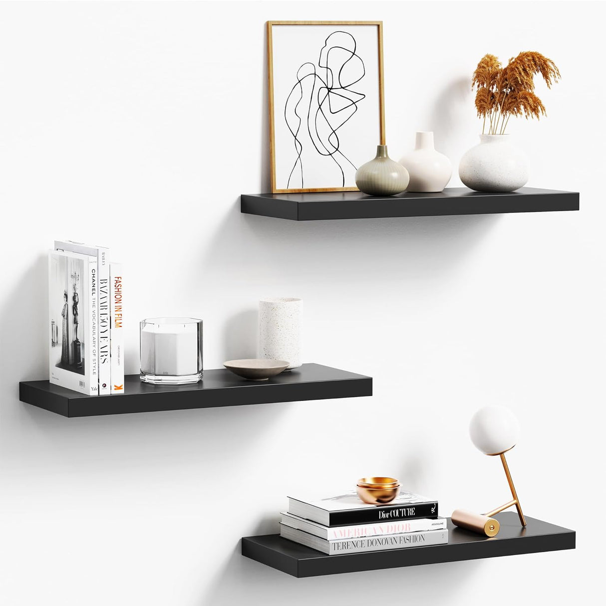 Estantes Flotantes Pared, Juego de 3, 16 para Decoración