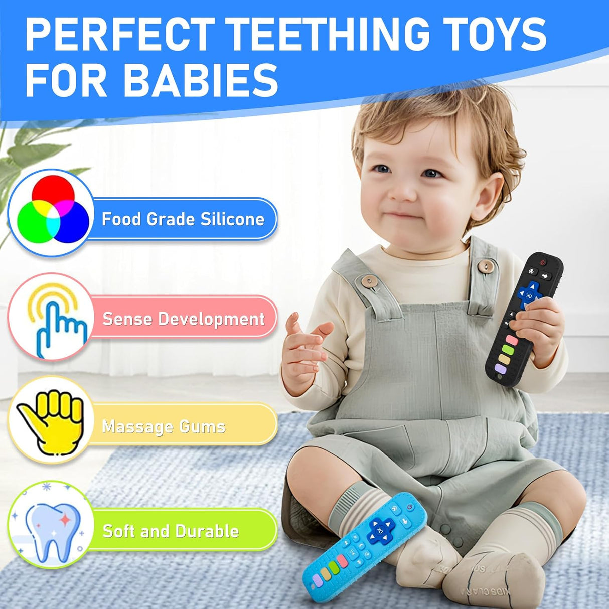 Juguete de Morder para Bebé, Silicona, BPA Libre, Control Remoto
