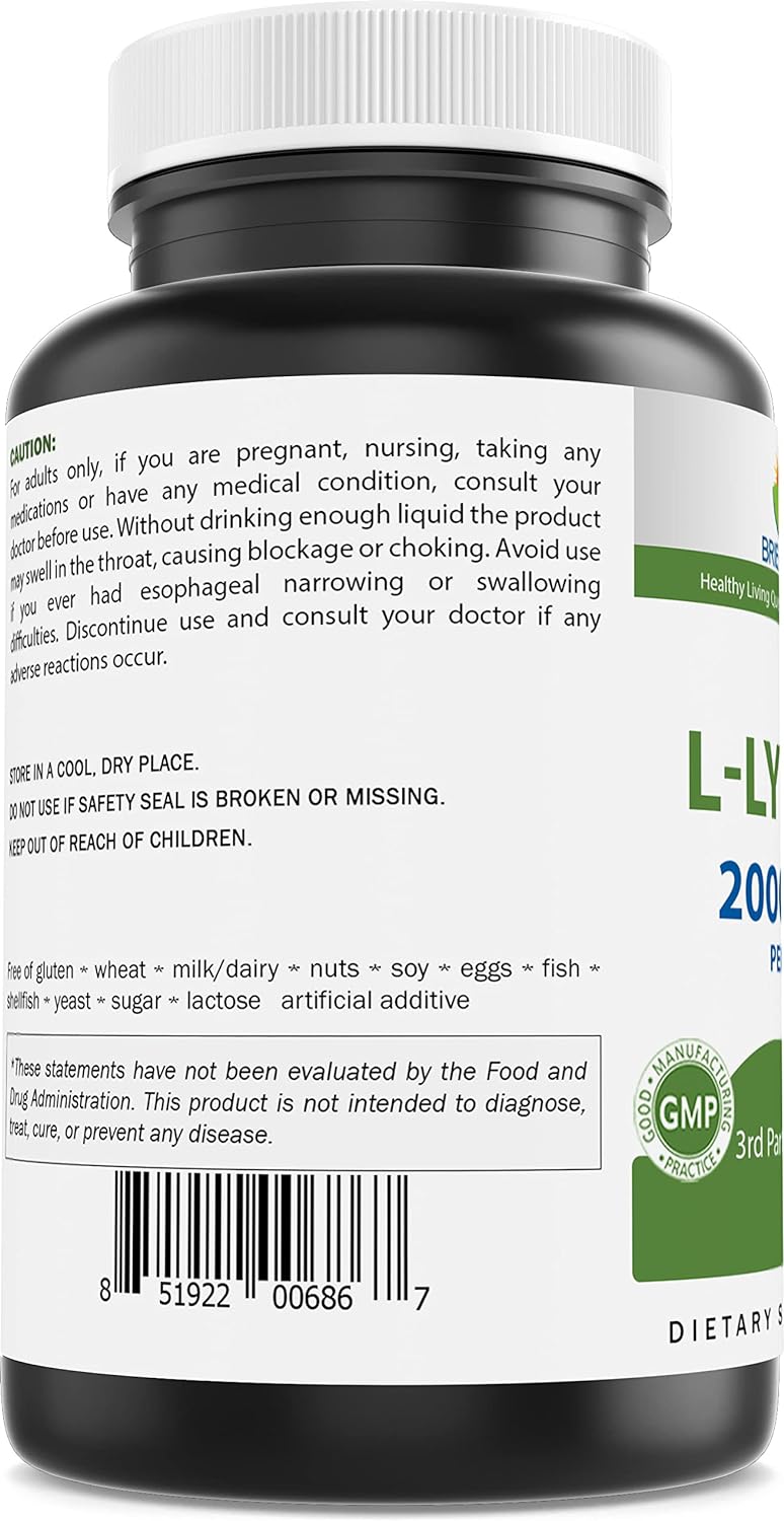 Suplemento Brieofood L-Lisina 2000 mg por porción 180 tab