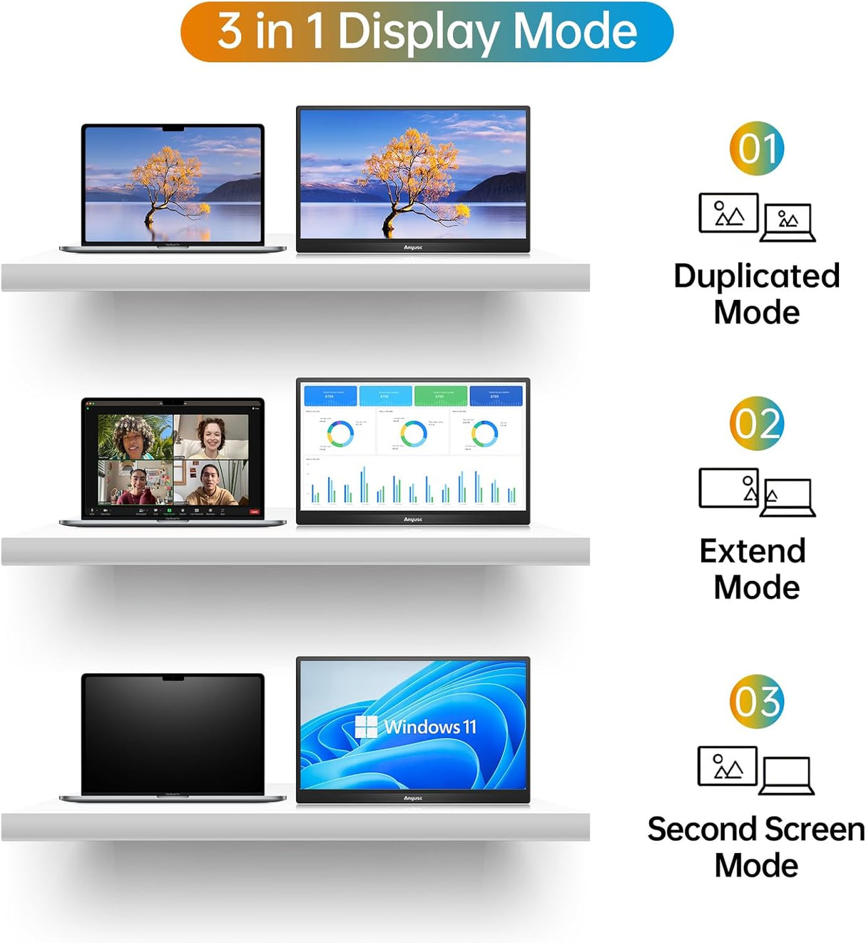 Monitor portátil 15.6 1080P USB-C HDMI, ultra delgado, IPS