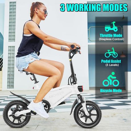 Bicicleta eléctrica plegable ANCHEER 20MPH, 374Wh, 14
