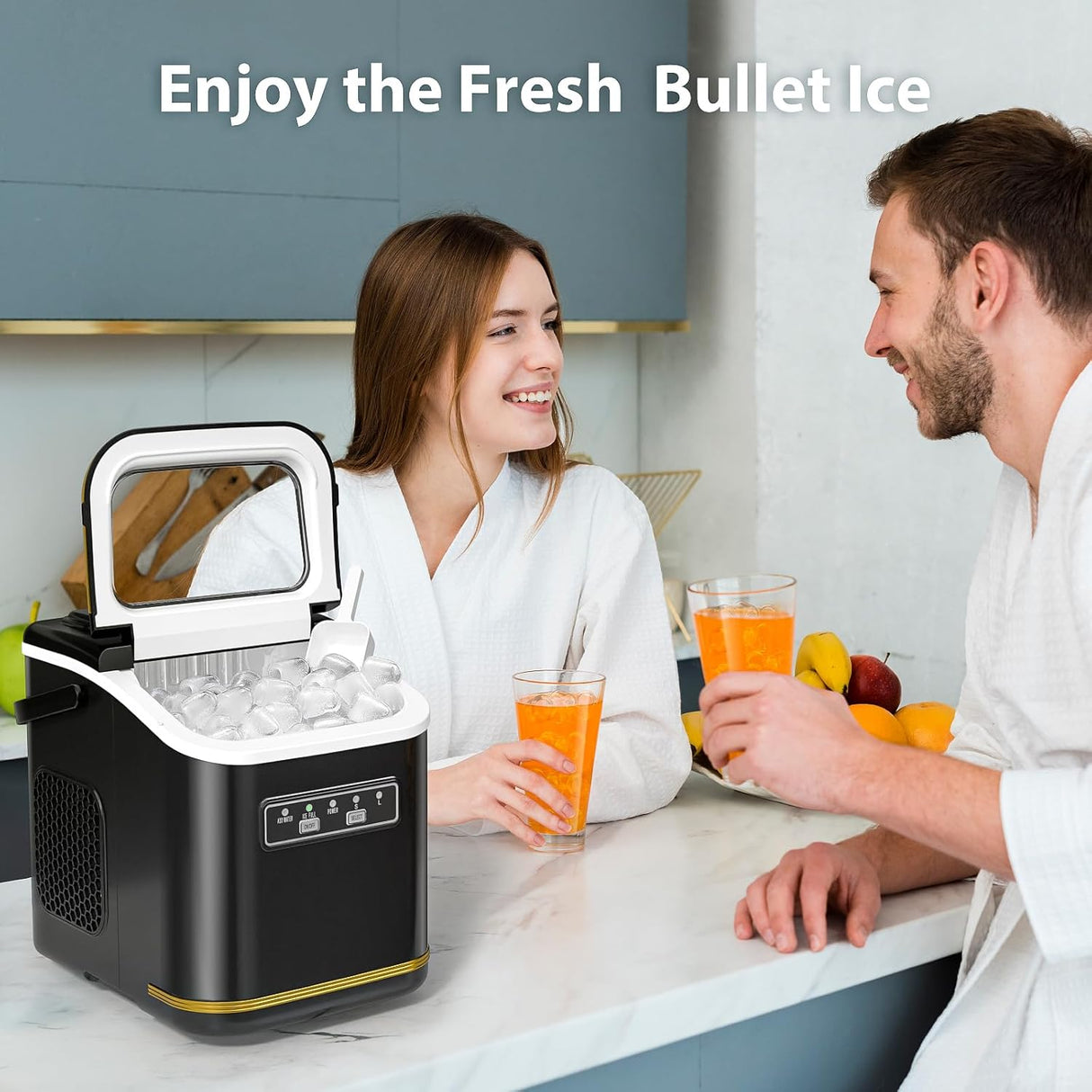 Máquina de Hielo Portátil Compacta, Auto Limpieza, 26lbs/24hrs