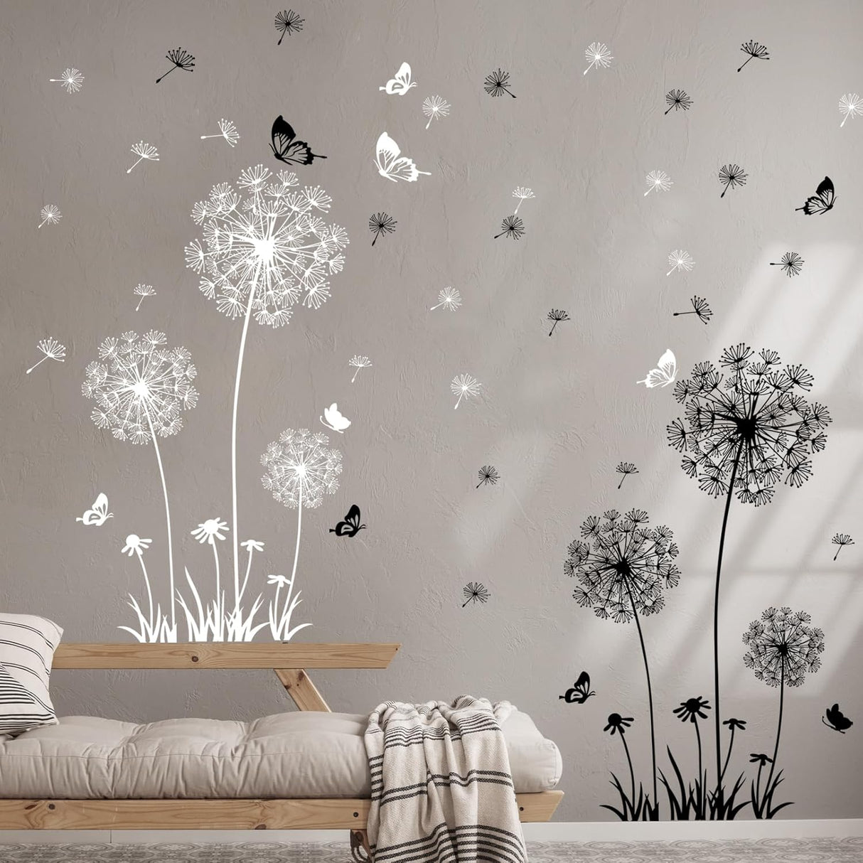 Pegatinas de Pared Dandelion de Supzone con Flores y Mariposas