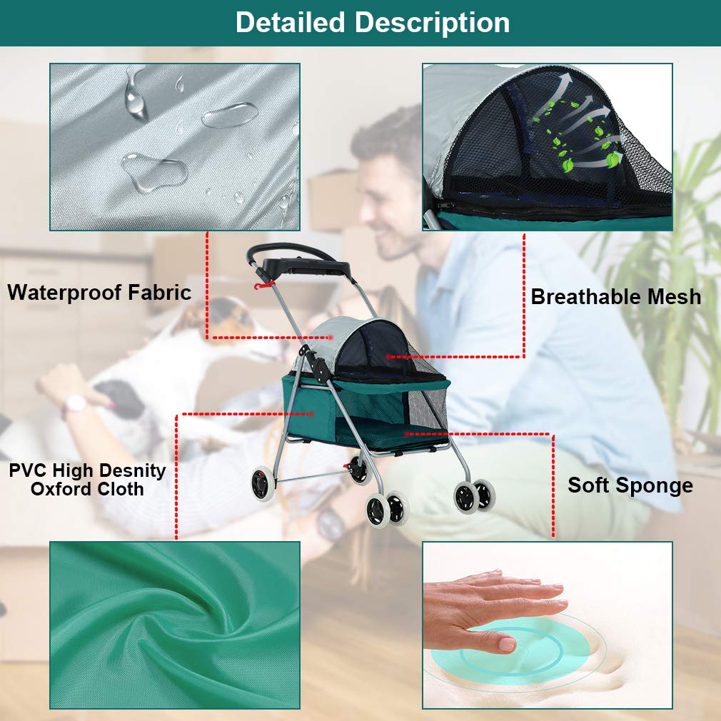 Carrito de mascotas BestPet, plegable y portátil para viajes