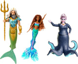 Muñecas de moda Disney Mattel, Set 3: Ariel, Tritón, Ursula